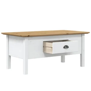 Stolik kawowy BODO, biało-brązowy, 100x55x45 cm, drewno sosnowe Lumarko! - Ławy i stoliki kawowe - miniaturka - grafika 5