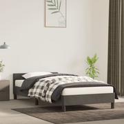 Łóżka - Lumarko Rama łóżka z zagłówkiem, ciemnoszara, 90x190 cm, aksamitem - miniaturka - grafika 1