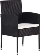 Fotele i krzesła ogrodowe - vidaXL Krzesła ogrodowe z poduszkami kremowo-białe 2 szt. czarny polirattan - miniaturka - grafika 1