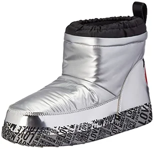 Love Moschino Damskie sztyblety St.tod.skiboot20 z nylonu laminowanego, srebrne/czarne, 35 EU - Botki damskie - miniaturka - grafika 1