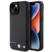 Etui i futerały do telefonów - Etui BMW Leather Carbon do Apple iPhone 15 Czarny - miniaturka - grafika 1