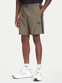 Spodenki męskie - adidas Szorty sportowe Essential 3-Stripes Chelsea JE6434 Khaki Regular Fit - miniaturka - grafika 1