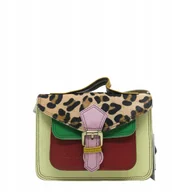 Torebki damskie - Torebka damska skórzana listonoszka kolorowa rączka regulowany pasek OLIVKA - miniaturka - grafika 1