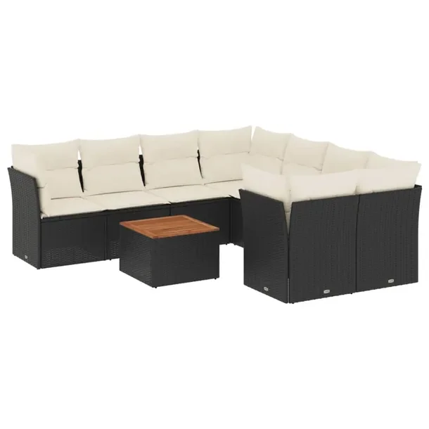 Zestaw Wypoczynkowy z Rattanu PE, Czarny, Stół 55x55x37 cm, Sofa 62x62x69