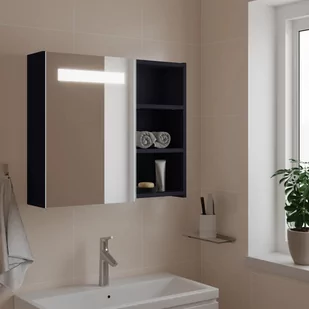 vidaXL Szafka łazienkowa z lustrem i LED, szara, 60x13x52 cm - Toaletki - miniaturka - grafika 1