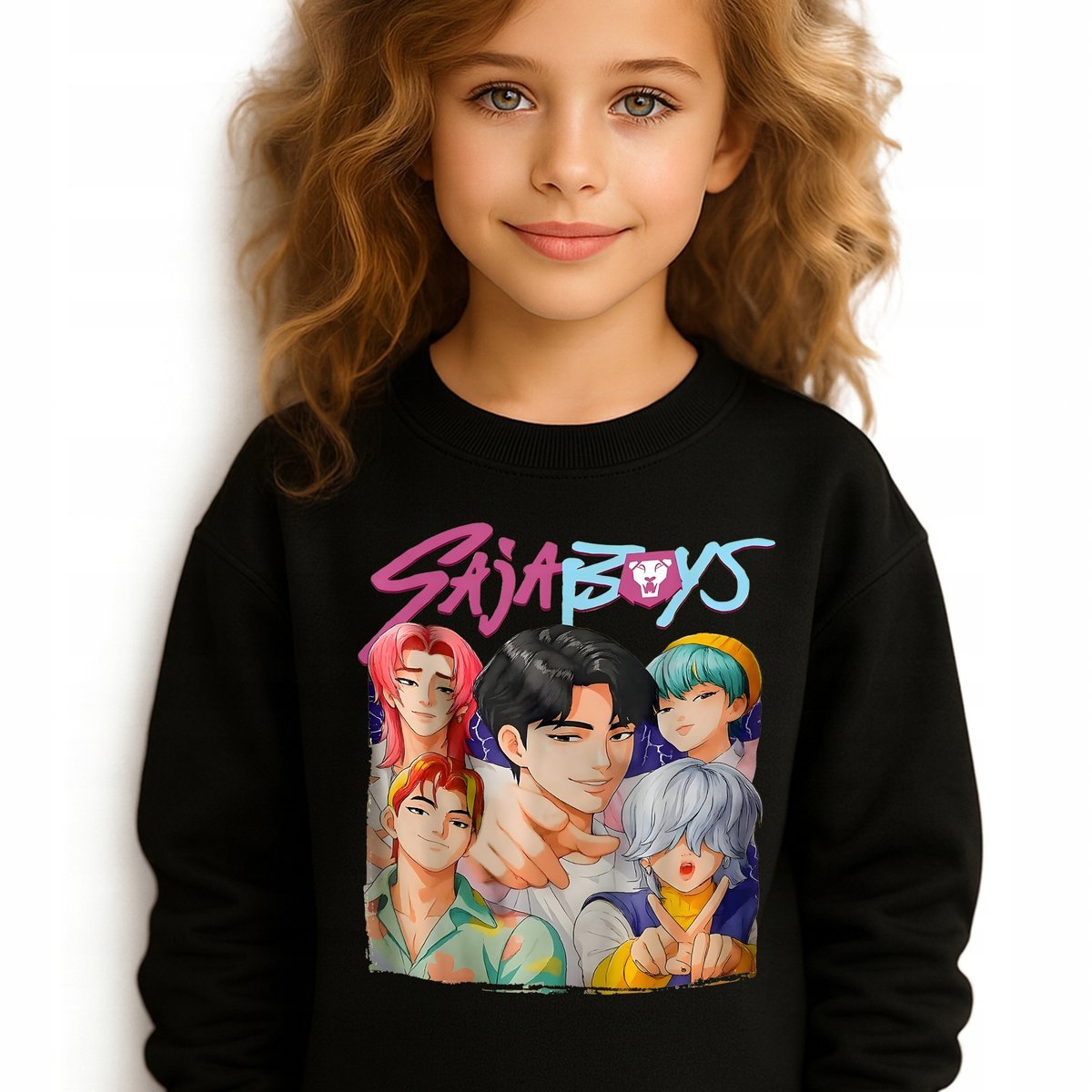 Bluza Dziecięca Czarna SAJA CREW Do Przedszkola K-pop Muzyka Wz Rozm 164 cm