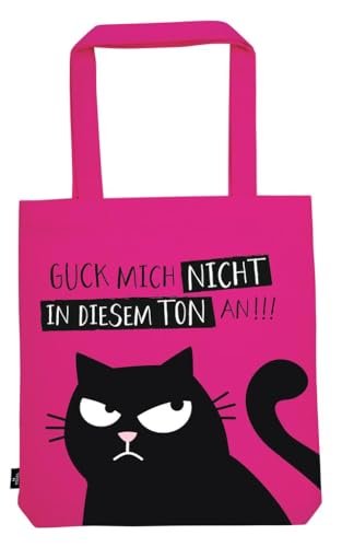 moses. Ed, the Cat Shopper Nicht angucken, torba do noszenia w 100% z bawełny, torba materiałowa na zakupy, do biura lub na uczelnię, różowa torba z motywem kota, Rosa, 39 cm x 42 cm, Minimalistyczny