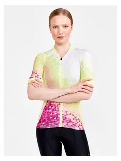 Koszulki sportowe damskie - Craft Koszulka kolarska "ADV Endur" w kolorze żółto-różowym - grafika 1
