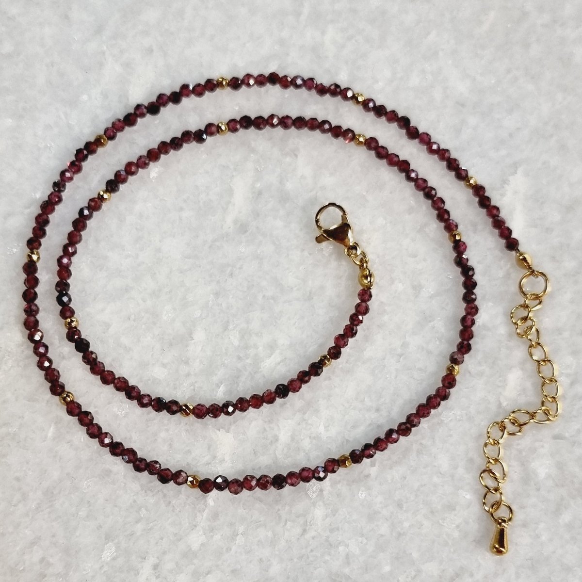 Naszyjnik choker granat kamienie naturalne drobne trendy / StoneLab