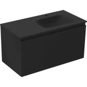 Szafki łazienkowe - Mexen Orio szafka łazienkowa 90 cm z umywalką Vela prawą, 1S, 1D, czarna mat - 91A13-09047-3-BBFF71-W23P71 - miniaturka - grafika 1
