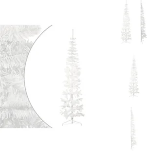 vidaXL Sztuczna pół choinka ze stojakiem smukła biała 240 cm - Choinki - Choinki - miniaturka - grafika 1