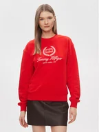 Bluzy damskie - Tommy Hilfiger Bluza Flag Script WW0WW41758 Czerwony Regular Fit - miniaturka - grafika 1