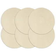 Obrusy i serwetki - vidaXL Maty na stół, 6 szt., gładkie, naturalne, 38 cm, okrągłe - miniaturka - grafika 1
