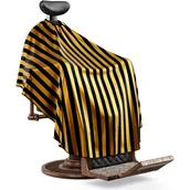 Peleryny fryzjerskie - TEMU Stylowa, złota, prążkowana chusta na włosy z regulowanym dekoltem - czarno-złoty wzór, fartuch do cięcia w salonie do użytku domowego i - miniaturka - grafika 1