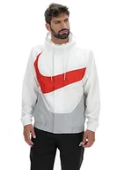 Kurtki męskie - Nike Męska kurtka M NSW Swoosh WVN LND JKT, White/Lt Smoke Grey/University Red, S DD5967 - miniaturka - grafika 1