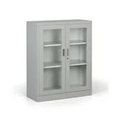 Szafy biurowe - B2B Partner Metalowa szafa ze szklanymi drzwiami, demontowana, 900 x 1150 x 400 mm 908027 - miniaturka - grafika 1