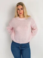 Swetry damskie - Krótki sweter M róż jasny - miniaturka - grafika 1