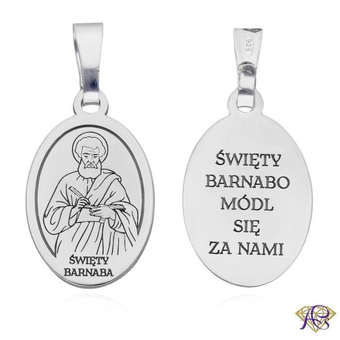 Srebrny medalik Ag 925 rodowany Św. Barnaba MDC093R