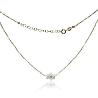 Naszyjniki - ankabizuteria.pl Naszyjnik srebrny pozłacany z białym kwiatkiem - miniaturka - grafika 1