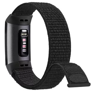 opaska pasek bransoleta NYLON Fitbit CHARGE 5 / 6 czarna - Akcesoria do smartwatchy - miniaturka - grafika 1