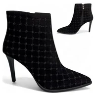 Botki damskie - Botki Damskie SKÓRZANE na Szpilce Eleganckie Wsuwane Jesienne Barski 37 - miniaturka - grafika 1