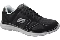 Sneakersy męskie - Skechers Satisfaction 58350-BKGY męskie sneakersy, czarne, rozmiar 47 1/2 - miniaturka - grafika 1