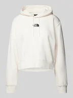 Bluzy damskie - Bluza krótka z kapturem i wyhaftowanym logo - miniaturka - grafika 1