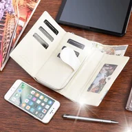 Portfele - Damski SKÓRZANY PORTFEL duży lakier suwak croco - miniaturka - grafika 1