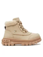 Buty dla dziewczynek - Tommy Hilfiger Trapery Lace-Up Bootie T1A5-33597-1628 M Beżowy - miniaturka - grafika 1