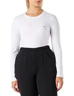 Koszulki i topy damskie - Armani Exchange Damska koszulka z długim rękawem, z logo na przodzie, biały (Optic White), rozmiar L - miniaturka - grafika 1