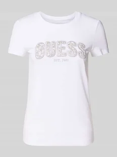 T-shirt z wyhaftowanym logo - Koszulki i topy damskie - miniaturka - grafika 1