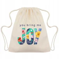 Plecaki worki - WORKOPLECAK BEŻOWY Na Buty RADOŚĆ SZCZĘŚCIE Wzory - miniaturka - grafika 1