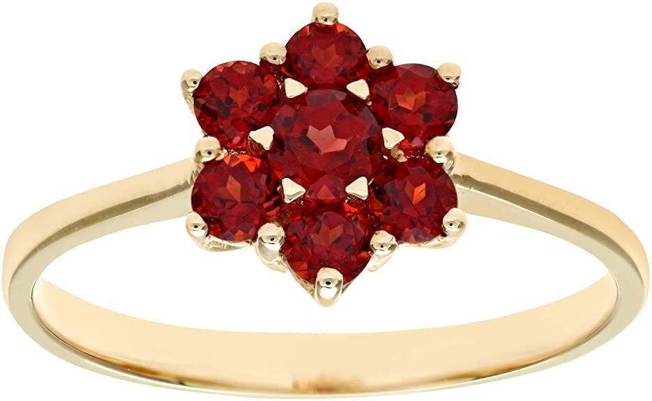 Citerna Women Ring Yellow Gold 9 ct 375 Garnet Flower Size 49 (15.6)
