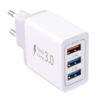 Ładowarki do telefonów - WG Ładowarka sieciowa 3xUSB 7.8A Biały 3-port USB Fast Travel Charger - miniaturka - grafika 1