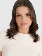 Koszulki i topy damskie - 4F T-shirt slim z waflowej dzianiny damski 4FRSS25TTSHF2749-11S Biały Roz. XS - miniaturka - grafika 1