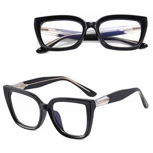 Damskie okulary kocie oczy zerówki do komputera BLUE LIGHT 25150 Czarne - Okulary korekcyjne, oprawki, szkła - miniaturka - grafika 1