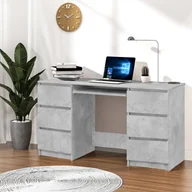 Biurka - vidaXL vidaXL Biurko, betonowy szary, 140x50x77 cm, płyta wiórowa - miniaturka - grafika 1