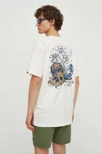Koszulki męskie - Vans t-shirt bawełniany męski kolor beżowy z nadrukiem - grafika 1