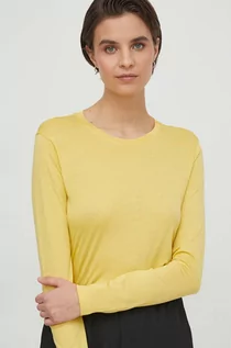 Bluzki damskie - Sisley longsleeve damski kolor żółty - grafika 1