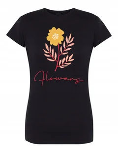 T-Shirt damski modny nadruk Flowers Kwiaty r.XXL - Koszulki i topy damskie - miniaturka - grafika 1