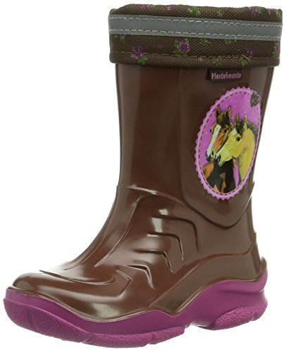 Pferdefreunde 120112 dziewczęce kalosze z półcholewką, brązowy - Braun Marrone Fuchsia - 32 EU