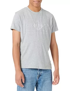 GANT T-shirt męski, szary melanż, S - Koszulki męskie - miniaturka - grafika 1