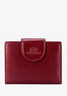 Portfele - Damska portmonetka skórzana z zapięciem na napę czerwona - miniaturka - grafika 1