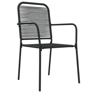 7-cz zestaw mebli do ogrodu, czarny, sznur bawełniany i stal - Meble ogrodowe - miniaturka - grafika 6