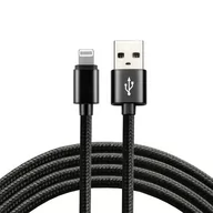 Kable USB - everActive Kabel przewód pleciony USB Lightning iPhone everActive CBB-2IB 200cm z obsługą szybkiego ładowania do 2,4A czarny CBB-2IB - miniaturka - grafika 1