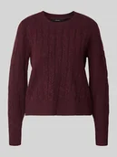 Swetry damskie - Sweter z dzianiny o kroju regular fit ze ściegiem warkoczowym model ‘ARIES’ - miniaturka - grafika 1