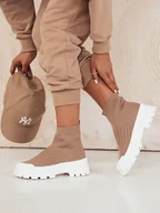 Moda i Uroda OUTLET - Buty damskie skarpetkowe ORCE beżowe Dstreet ZY0471-40 - miniaturka - grafika 1