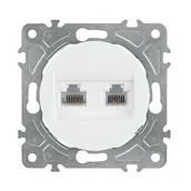 Gniazdka elektryczne - Gniazdo RJ45/RJ11, białe, OVAL - miniaturka - grafika 1