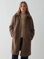 Kurtki damskie - OPUS Płaszcz pluszowy w kolorze brązowym - miniaturka - grafika 1