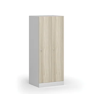Szafa ubraniowa obniżona, 2-drzwiowa, 1500 x 600 x 500 mm, zamek cylindryczny, drzwi laminowane, dąb naturalny - Szafki BHP - miniaturka - grafika 1